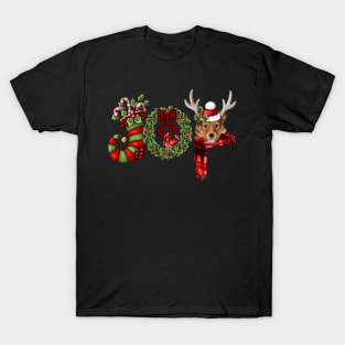 Christmas Joy Dwarf Stocking Reindeer Shetland Sheepdog T-Shirt